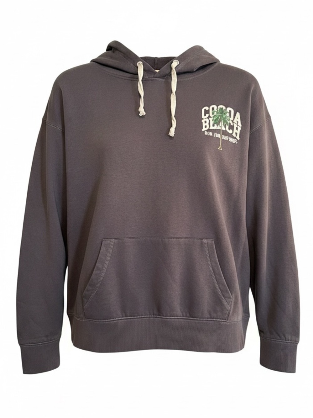 Ron Jon Surf Shop Hoodie Sweatshirt Sz M Charcoal Cocoa Beach Palm Tree Soft